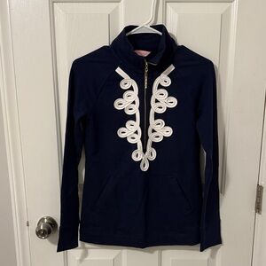 Lily Pulitzer Navy Skipper Popover with White Embellishments
